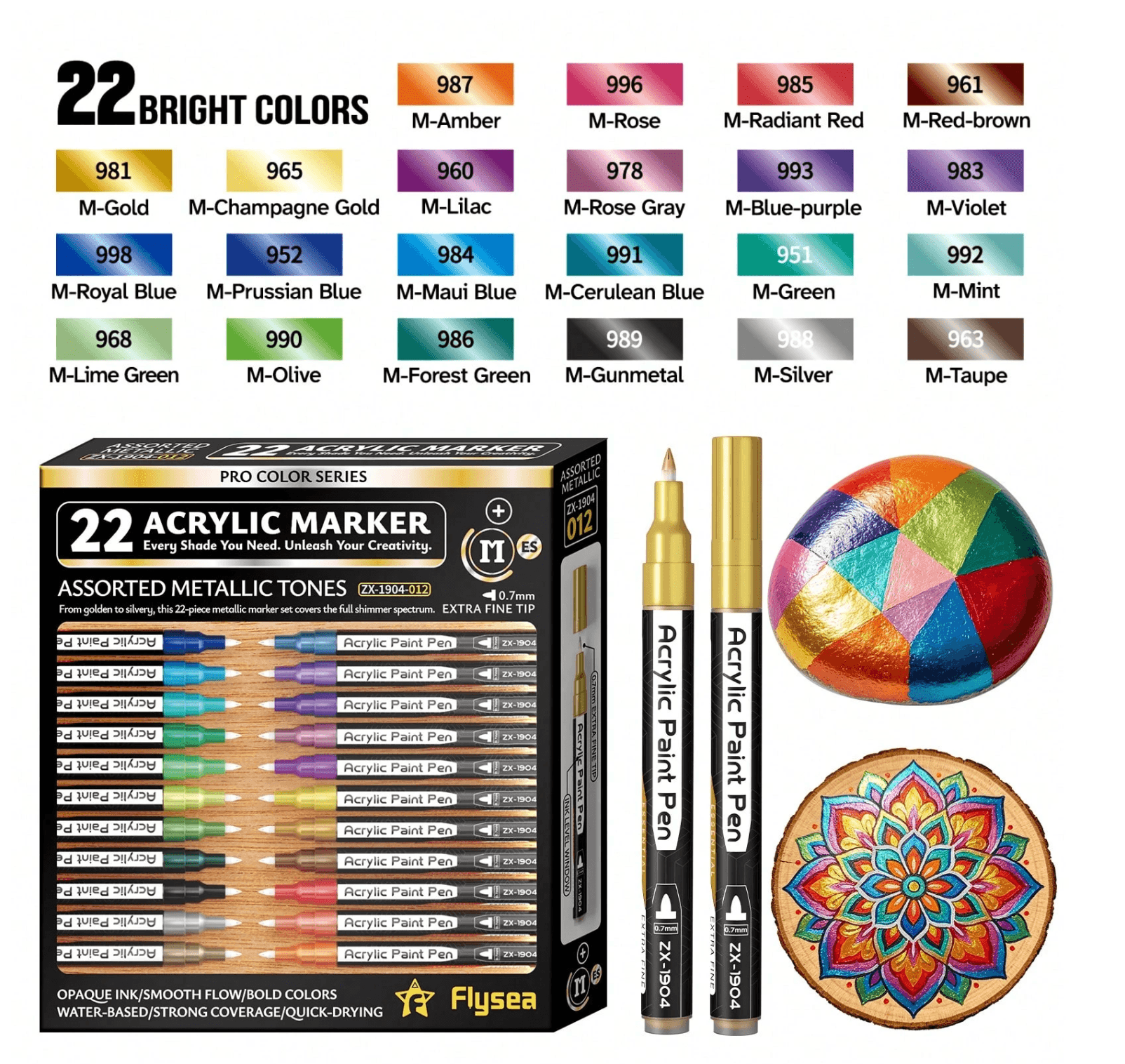 Flysea Fine tip metallic tones (22 colors)