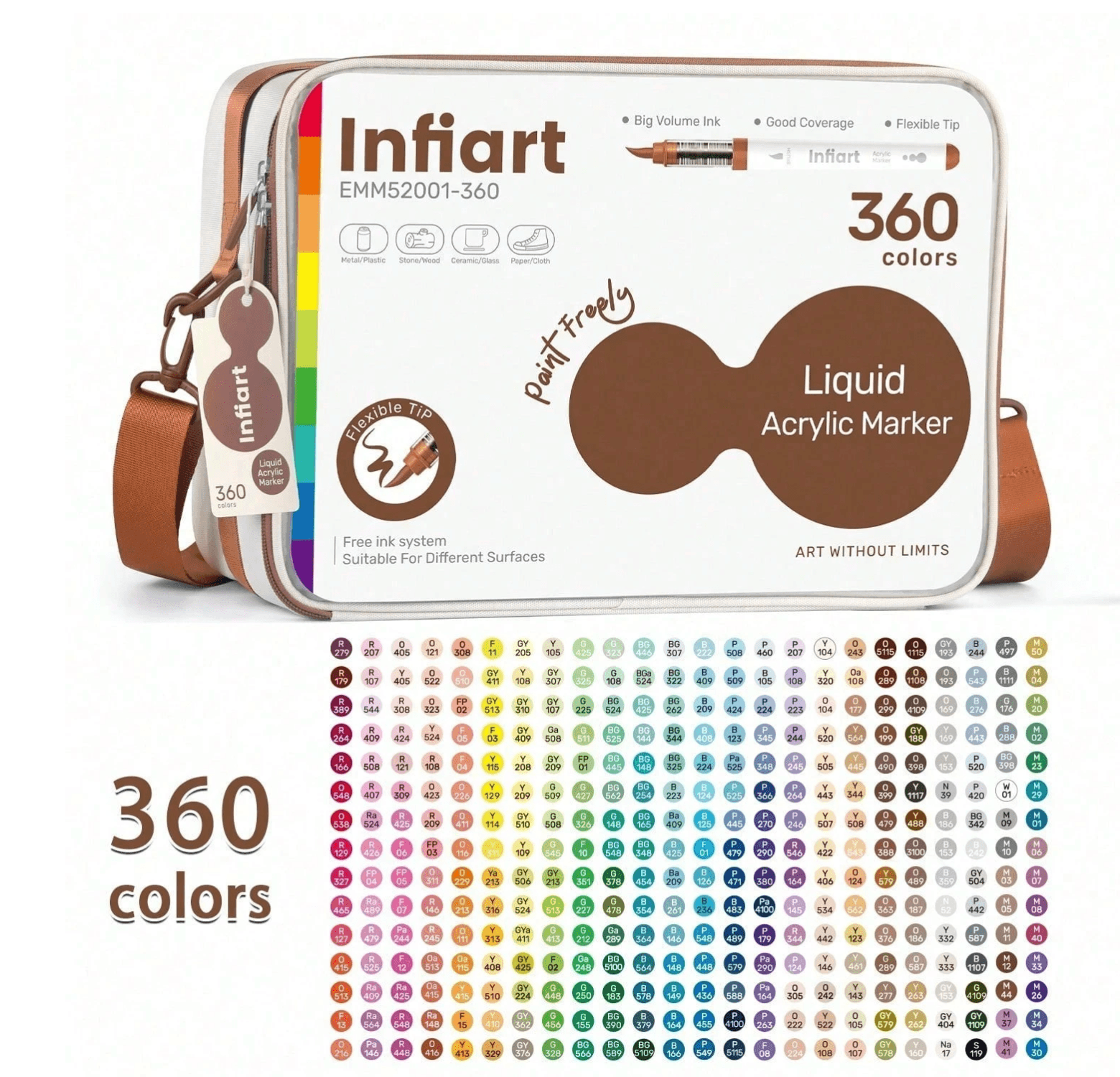 Infiart acrylic markers (360 colors) Bag